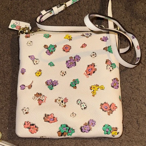 Coach Cream Floral Crossbody with Matching Card Case - Picture 3 of 5